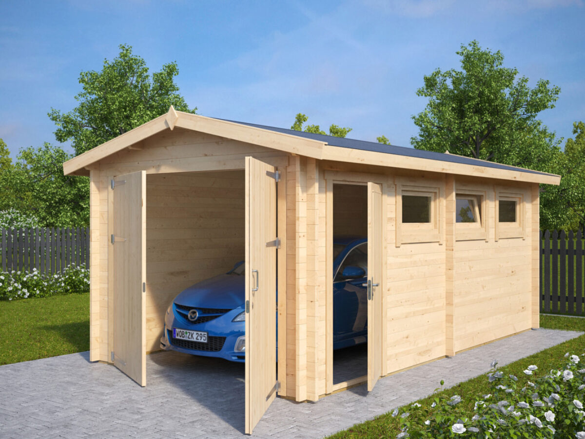 Garage A med tr�d�rrar 16m� / 3 x 5,5 m / 44mm